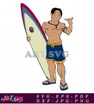 Cartoon Man Surfing on a Wave SVG