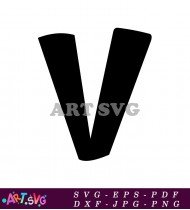 Black Letter V Cutout Printable Design SVG