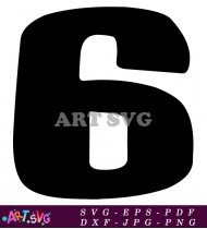 Black Number Six Cutout Printable Design SVG