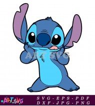 Stitch Cartoon Blue Character Image SVG