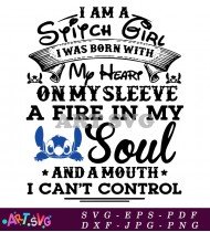 Stitch Girl Quote On My Sleeve Design SVG