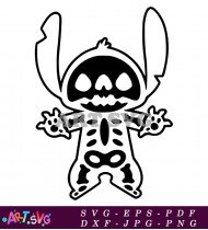 Stitch Cartoon Character Illustration With Skeleton SVG