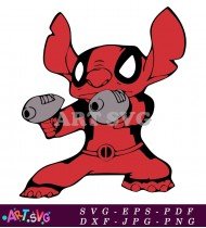 Stitch Character Cartoon Illustration Red Suit SVG