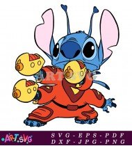 Cartoon Stitch Character On Red Motorcycle SVG