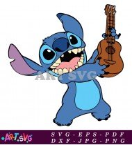 Stitch Playing A Guitar Cartoon Character Image SVG