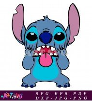 Stitch Cartoon Character Funny Face Illustration SVG