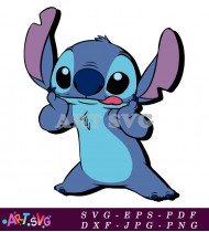 Cartoon Illustration Of Stitch Looking Sideways SVG