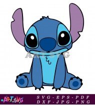 Cute Blue Stitch Cartoon Character Design SVG