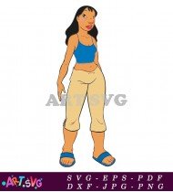 Cartoon Illustration Of Lilo In Tan Pants SVG