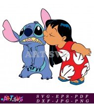 Stitch Character Cartoon Illustration With Lilo SVG