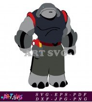 Black and Grey Cartoon Monster Design SVG