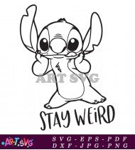 Stay Weird Cartoon Stitch Illustration Vector SVG