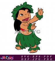 Stitch Cartoon Character Dancing Hula SVG