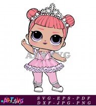 LOL Surprise Doll Wearing Pink And White Ballerina Dress SVG