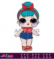 Cartoon Doll Wearing A Red Polka Dot Outfit SVG 1