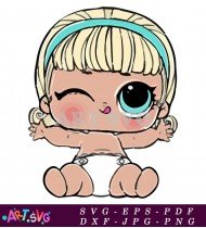 Blonde Baby Doll With Blue Eyes And A Smile SVG