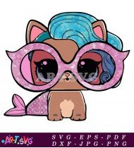 Animal Baby Doll With Teal Hair And Pink Glasses SVG