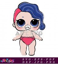 Adorable LOL Surprise Doll In Red Diaper And Blue SVG