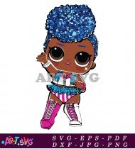 Trendy LOL Surprise Doll In Blue Outfit With Pink SVG