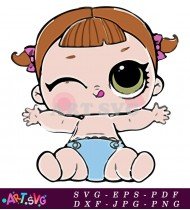 Brown Hair Baby Doll With a Cute Grin SVG