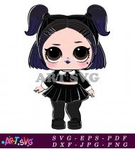 Goth Doll with Black Dress and Boots SVG