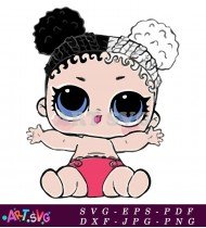 Baby Doll with Red Diaper and Winking Eyes SVG