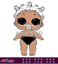 Black And White Outfit Little Girl Doll SVG