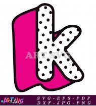 Black Polka Dot Pink Letter 'k' SVG