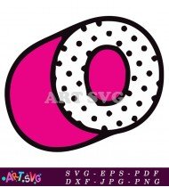 Pink Letter O With Black Polka Dots SVG