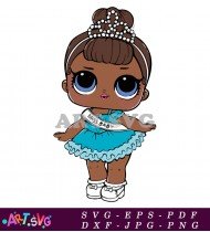 Cute Miss Baby Doll With Blue Dress SVG