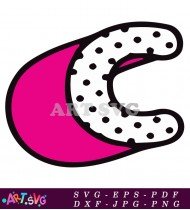 Pink Letter C With Black Polka Dots SVG