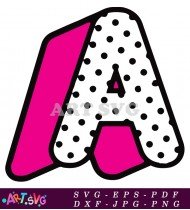 A Pink Letter A With Polka Dot SVG