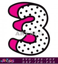 Polka Dot Pink Letter 3 Design SVG