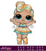 Cute Doll Character Dancing In Dress Image SVG 1