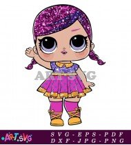 Cute Girl With Purple Hair And Skirt SVG