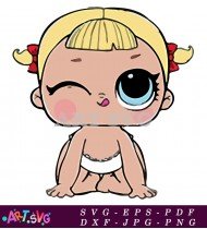 Cute Baby Doll in White Diaper LOL SVG 1