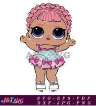 LOL Skating Doll with Blue Eyes and Pink SVG