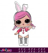 LOL Doll with Red Heart Design and Pink SVG