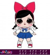 Cute LOL Surprise Doll With Red Hair Bow SVG