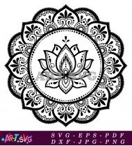 Flower Mandala Design Black Tattoo Inspiration SVG