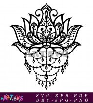 Lotus Flower With Floral Pattern Design Tattoo SVG