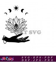 Lotus Flower In Hand Floral Tattoo Design SVG