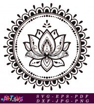 Round Mandala with Floral Designs in Circle Shape SVG