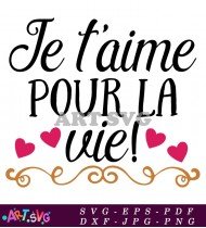 Je Taime French Love Quote Typography Design SVG 1