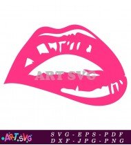 Glossy Lips Bite Clip Art SVG