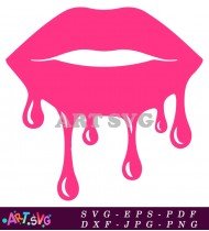 Pink Lips Dripping Glossy Lips Design SVG 1