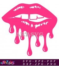 Pink Lips With Glossy Dripping Shine SVG 1