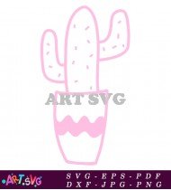 Simple Cactus In Pink Pot Art SVG 1