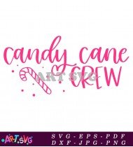 Pink Candy Cane Crew Word Art Design SVG 1