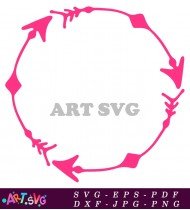 Pink Arrow Circle Frame Design Graphic SVG